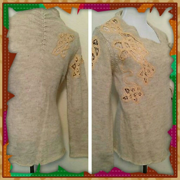 {Anthro} Moth’s “Frosted Panes” Lace/Crochet Inset Cardigan - Picture 3 of 4